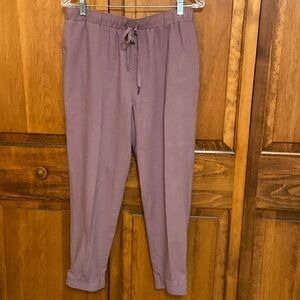Needle & Cloth Linen/Rayon Plum Pull-on Elastic Waistband Drawstring Jogger 8-10